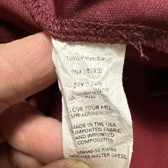 Show Me Your Mumu Women’s Medium Maroon Halter Maxi Dress Split Front Made in US - Picture 9 of 10